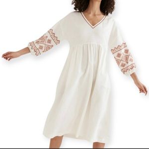 Madewell, white linen dress, size small, embroidery detail